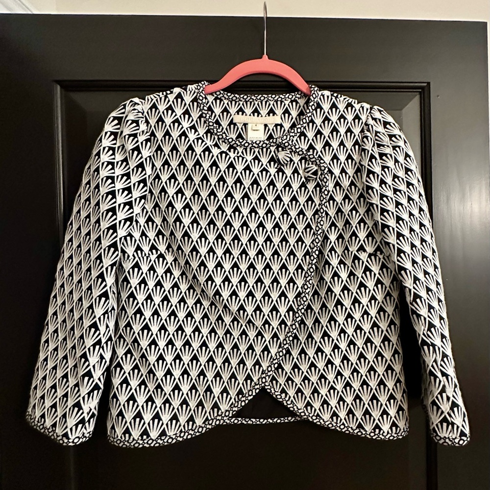 Troubadour Black and White Jacquard Patterned Jacket - size 4